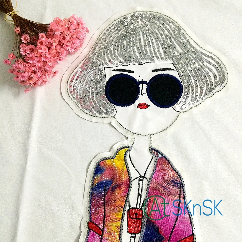 100pcs 34*22cm Sequin wiping ultra-stylish woman Patch DIY accessory Applique Clothes Patch/Large fabric sticker DHL shipping | Дом и сад