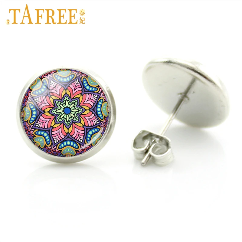 Винтажные серьги гвоздики TAFREE в стиле Хиппи Мандала богемные с помпонами Пейсли