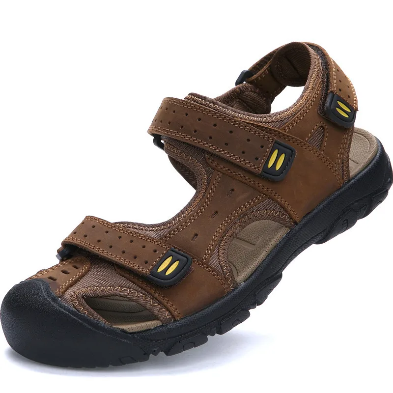 Big Size 39-47 New Fashion Men's Sandals Designer Leather Zapato Men Cowhide Slippers Outdoor Causal Beach Summer Shoes | Обувь
