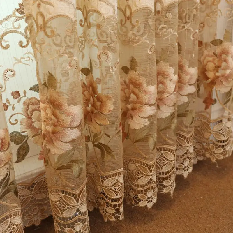 

Pastoral Embroidered Curtains For living Room Bedroom Floral Half Shading Curtains Window Treatment drapes Home Decor