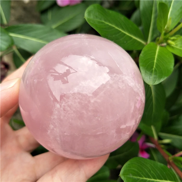 Большая розовая Хрустальная Сфера натуральный образец шарик из розового кварца