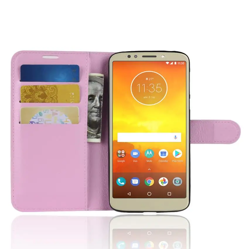 Задняя крышка для Moto E5 Play Plus роскошный кожаный чехол книжка Motorola E5play E5plus с