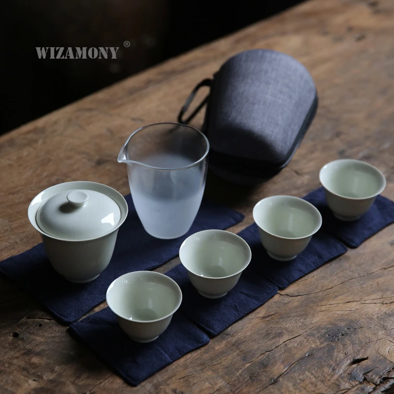 WIZAMONY дорожная сумка китайский чайный набор кунг фу gaiwan Чайник чашки ярмарка