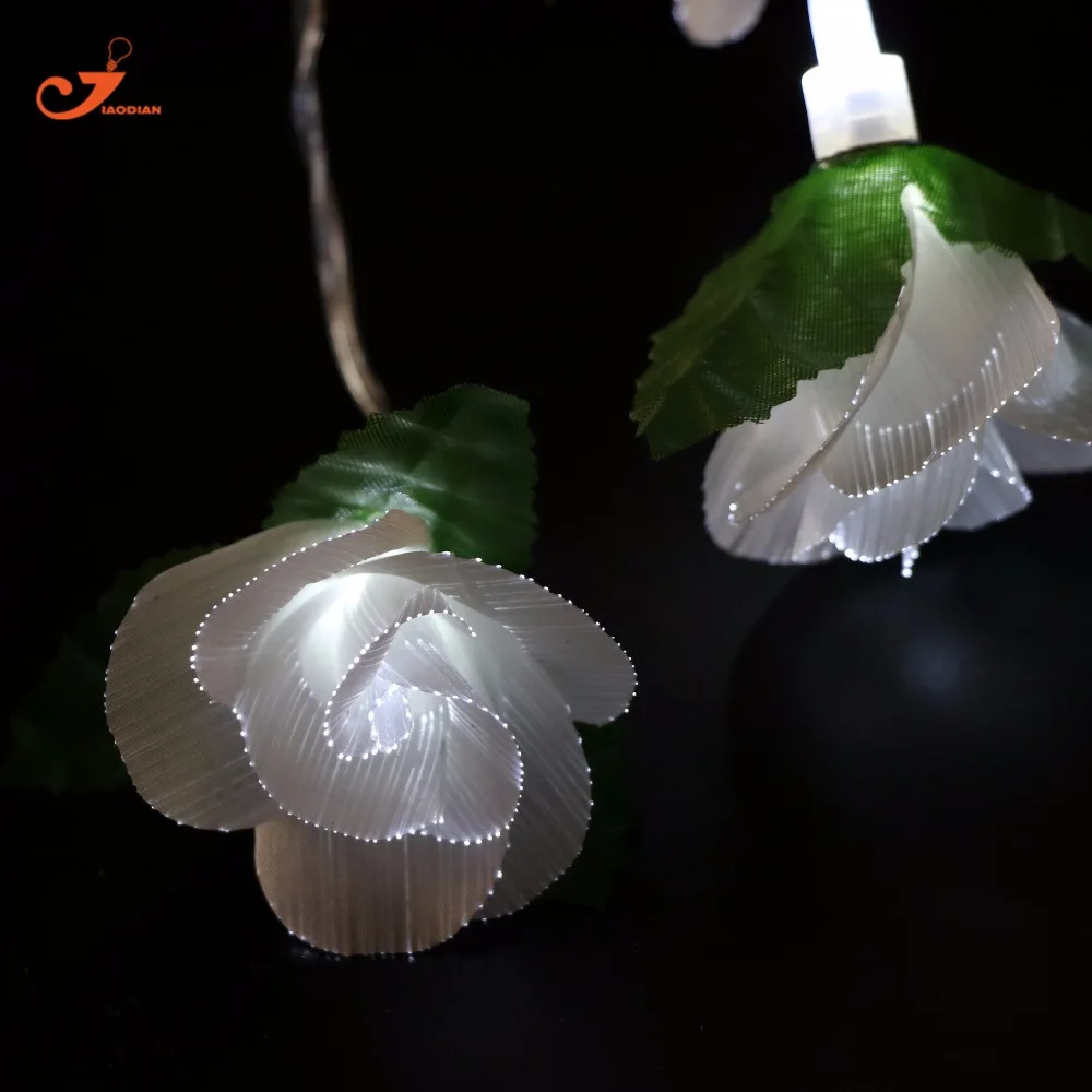 Белая Роза Строка сказочных огней 10 шт. цветок LED освещение праздника украшение