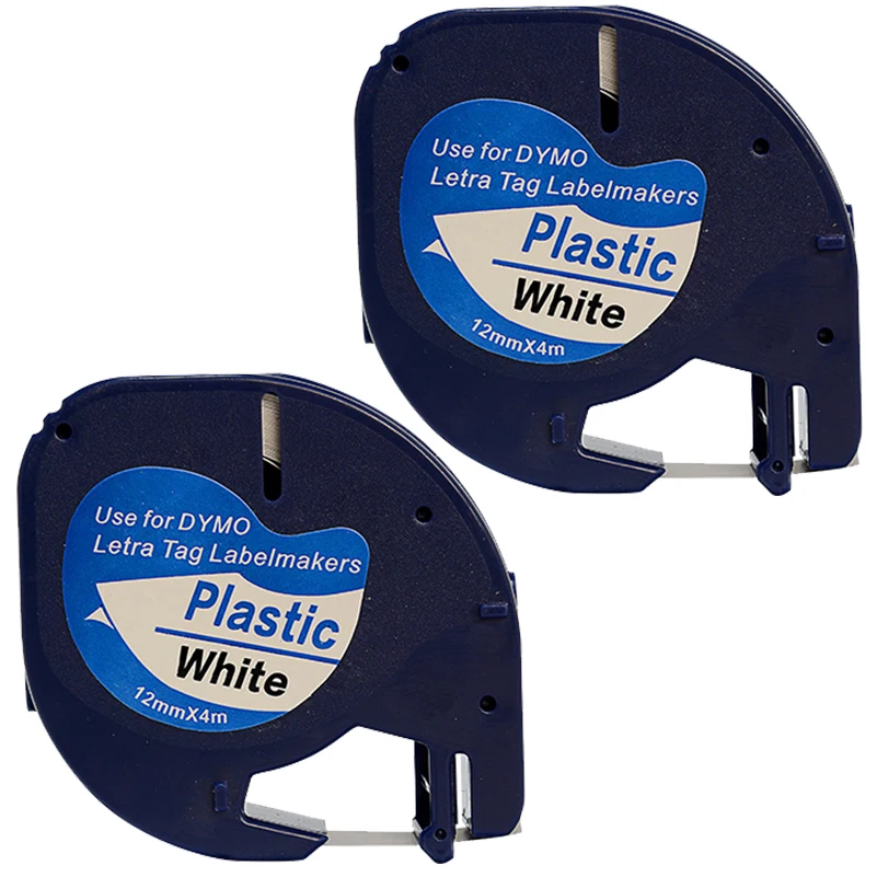 AIMO 2PK/lot Compatible DYMO Letratag plastic tape 12mm black on white LT 91201 for dymo printer | Компьютеры и офис