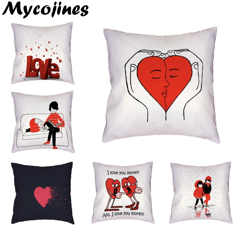 Простой чехол для подушки на День святого Валентина 45x45 см с надписью Love Hands