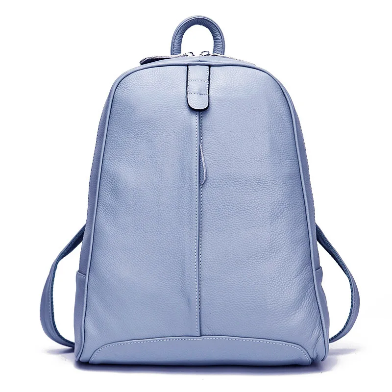 Light Blue-A Женские рюкзаки из натуральной воловьей кожи, школьный ранец для девушек и подростков, черная, белая, серая сумка - Цвет: Light Blue-A