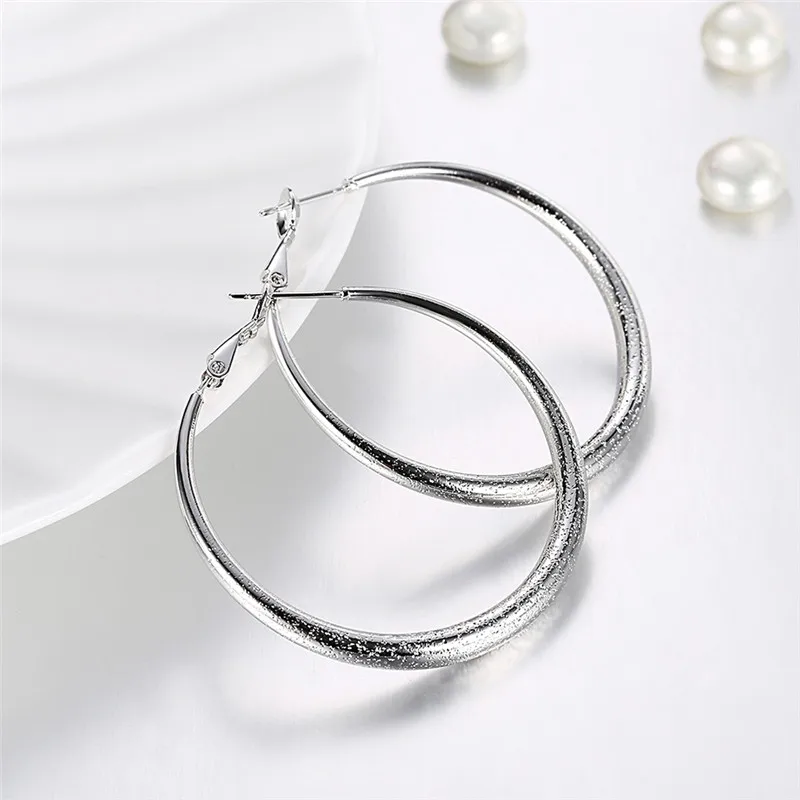 Обруч серьги s KZCE095 C high полировки с серебряный цвет fine jewelry Серьги обруча для