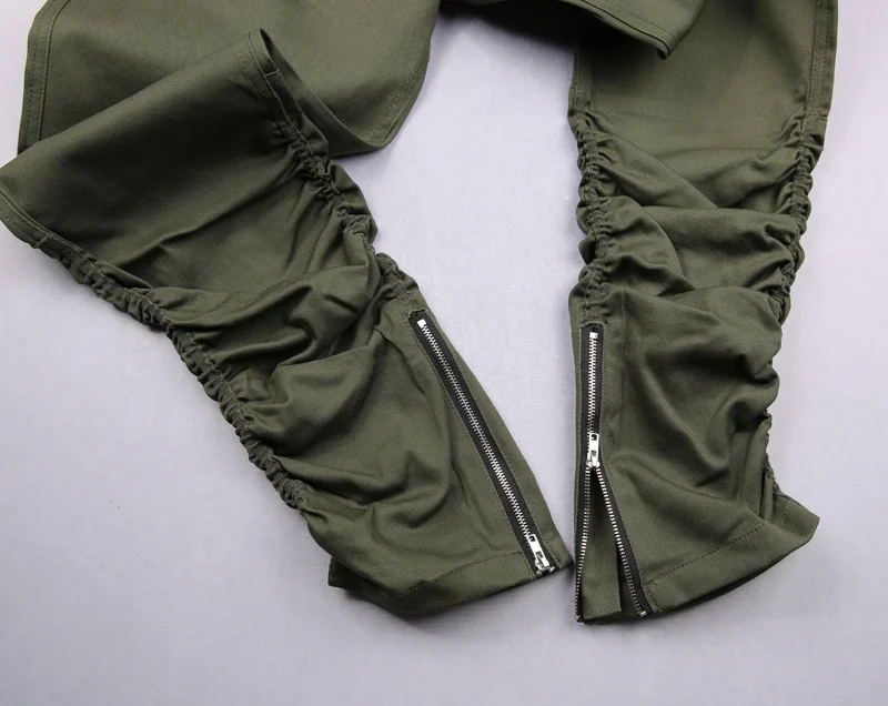 

HZIJUE khaki/Black/Green korean hip hop fashion pants with zippers factory connection mens urban clothing joggers men