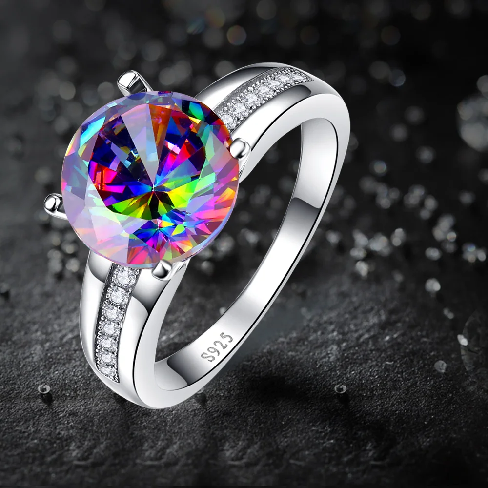 Женское кольцо из серебра 925 пробы с рубином и белым топазом|fine jewelry|jewelry ringsjewelry ruby