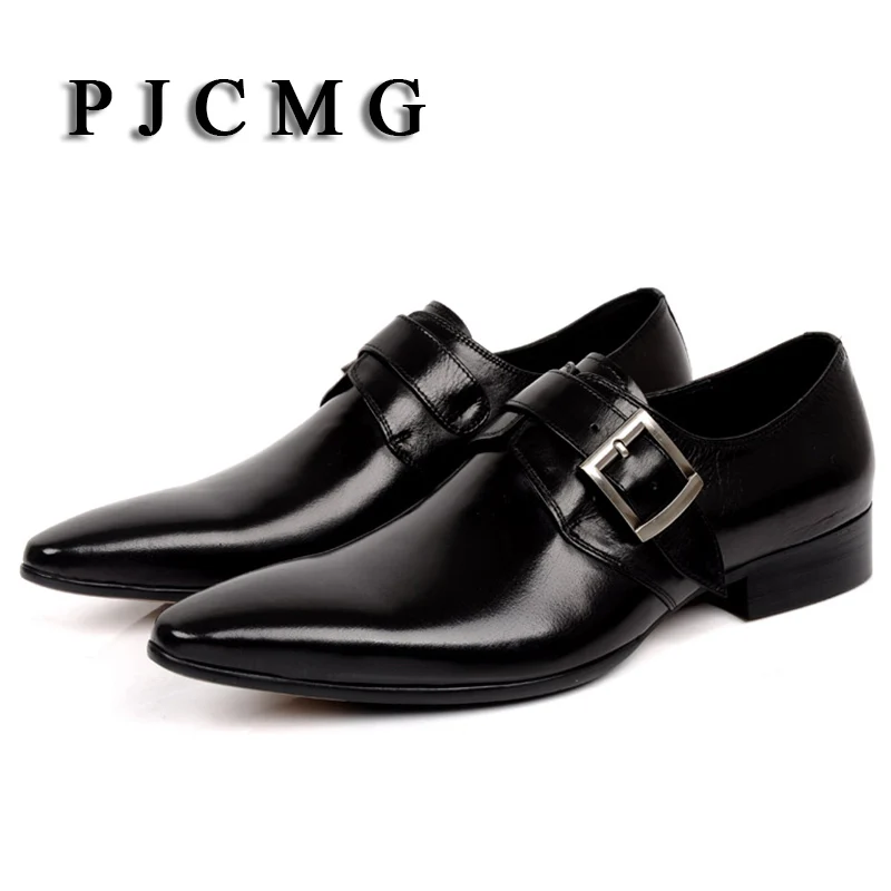 PJCMG/EU38-44; сезон весна-осень; Новинка; модная мужская деловая официальная обувь из натуральной кожи с острым носком; Мужская обувь в деловом стиле