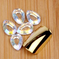 10pcspack 7x10mm pear shape angle rings glass hollow crystal chameleon cabochom jewelry nail art diy garments dress decoration