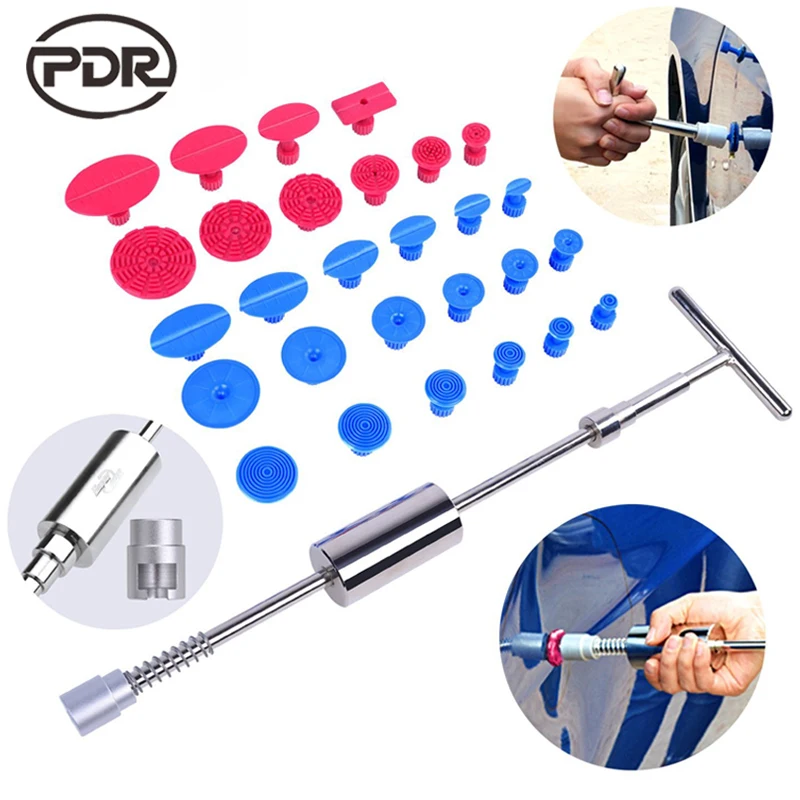 

PDR Tools Kit Dent Puller Slide Hammer Reverse Hammer PDR Glue Tabs Fungi Suction Cup For Dent Removal Paintless Dent Repair