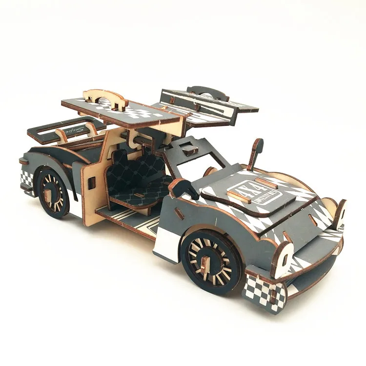 Лазерная резка 3D деревянные головоломки автомобиля супер автомобиль DIY набор сборки Дети Обучающие деревянные игрушки для детей мальчиков