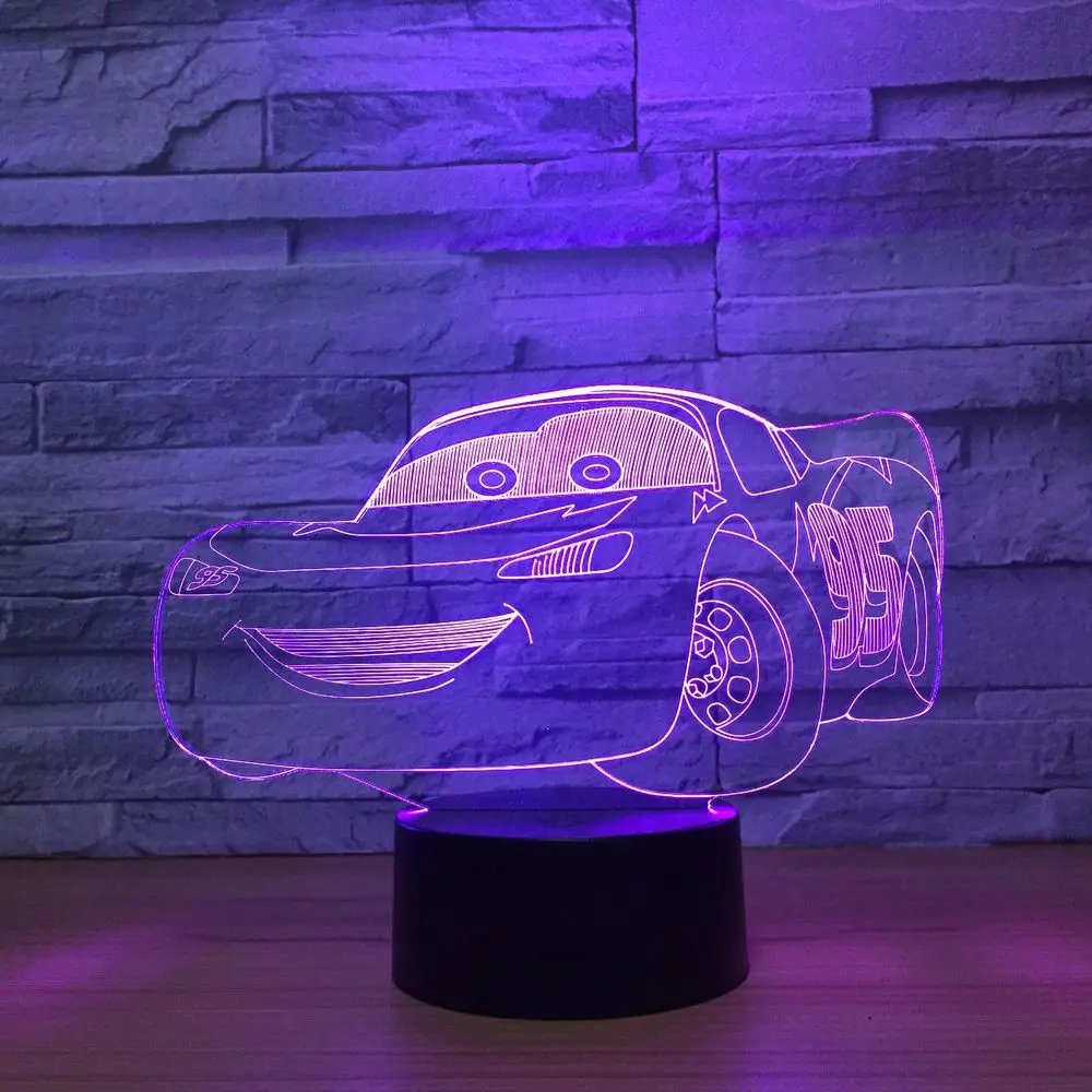 Автомобиль 7 цветов 3D Настольные светильники сенсорный визуальный градиент