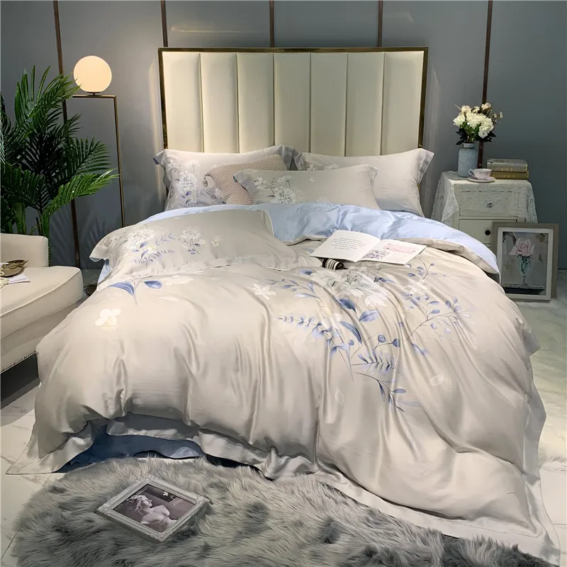 1 Летнее Европейское постельное белье наборы королевского размера tencel постельное белье пододеяльник простыня наволочки - Цвет: 1