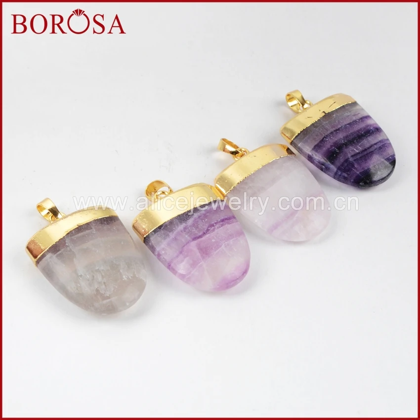 BOROSA 1 шт. натуральный экран Multi-цветной флюорит граненый Кулон Бусы Радужный