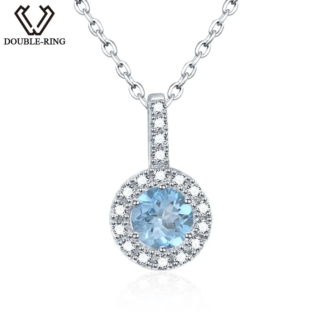 

DOUBLE-R 100% Natural Blue Topaz Pendant Gemstone Fine Jewelry 925 Sterling Silver Charm Gift For Women Hot Sale Bijouterie