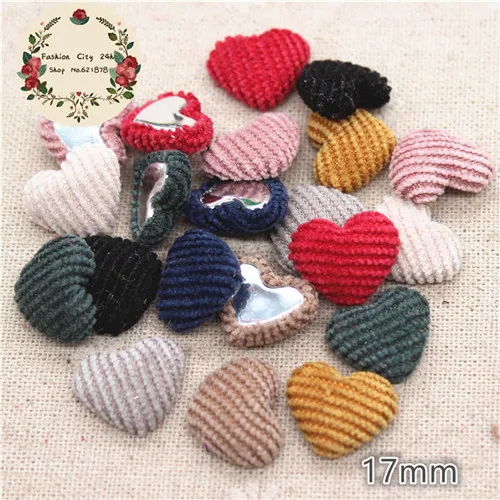 mix colors 50pcs 50 шт. 17 мм разные цвета Вельветовая ткань покрытая пуговицами в форме сердца плоские с оборота DIY пуговицы ручной работы Скрапбукинг - Цвет: mix colors 50pcs
