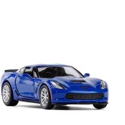 Blue 1/36 Chevrolet Corvette C7 металлические Литые под давлением машинки, игрушка с откидной спинкой, модель автомобиля из сплава, миниатюрный автомобиль для дня рождения, детские игрушки, подарки - Цвет: Blue