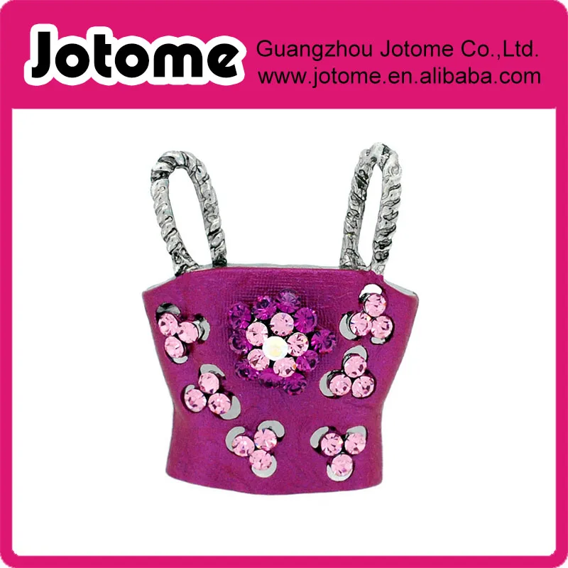 

Fuchsia Pink Women Tube Top Crystal Brooch Pin 1.125 x 1.375 inches