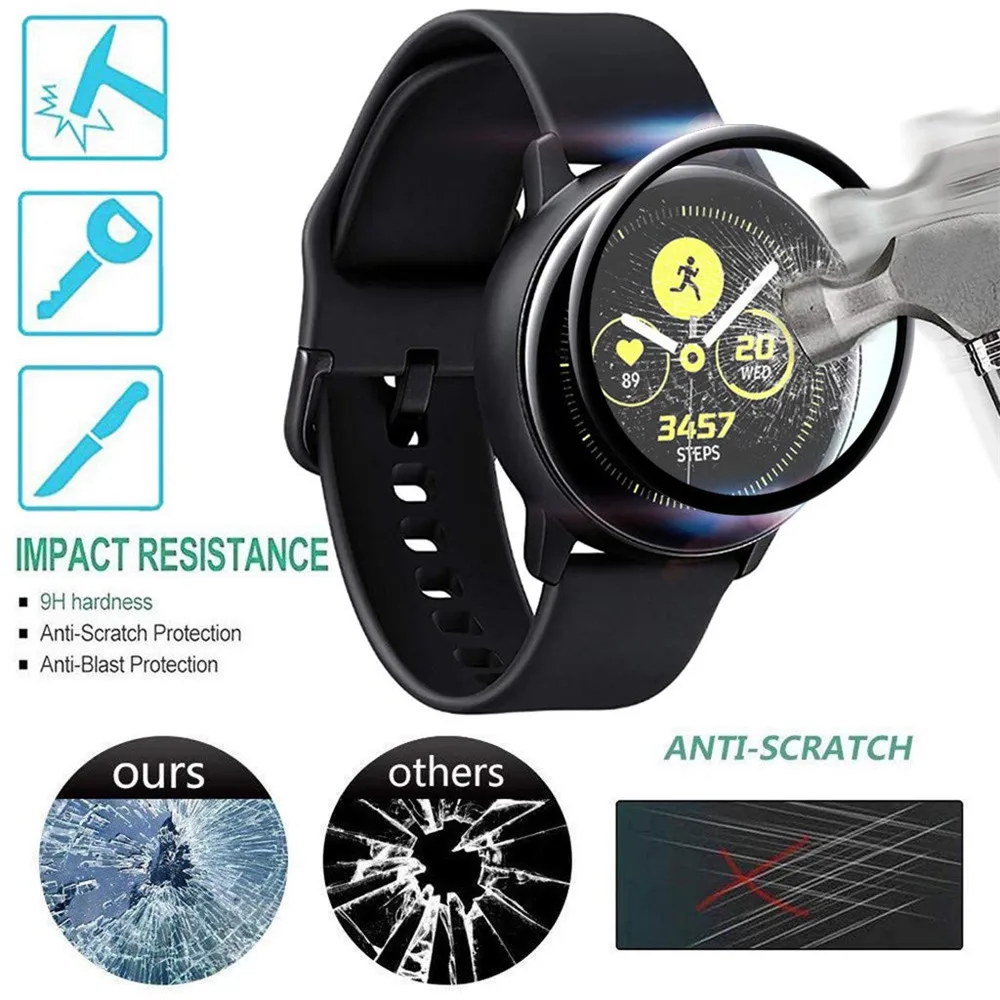 Защитная пленка из закаленного стекла для Samsung Galaxy Watch Active 3D Full Screen мягкого