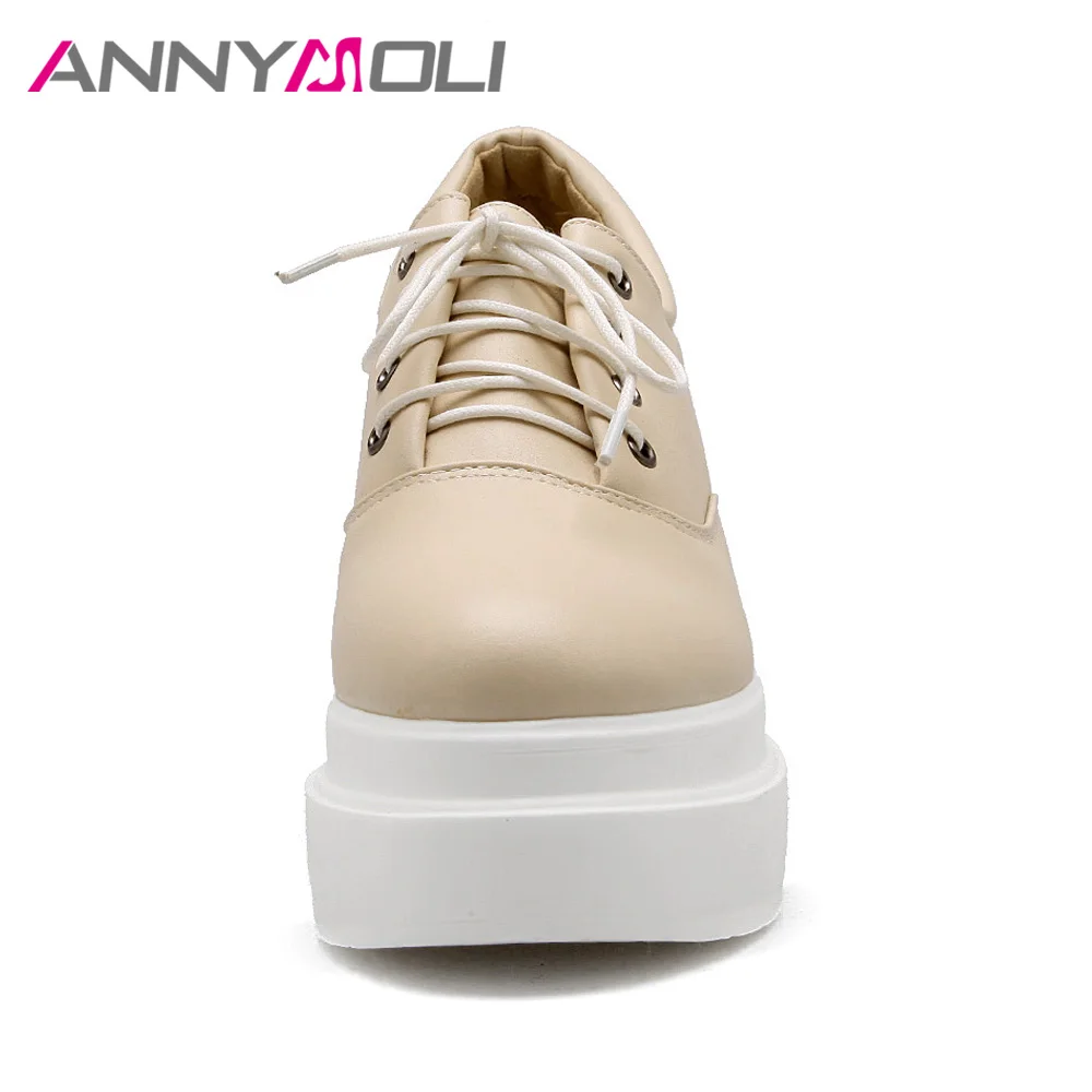 Туфли ANNYMOLI женские на платформе и высоком каблуке повседневная обувь шнуровке