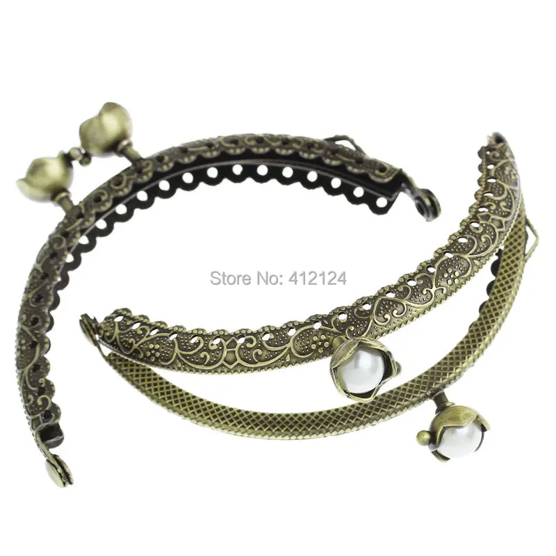 2 шт. бронзовый тон белый AB смоляный шар цветочный узор ручка монета дуговая Рамка