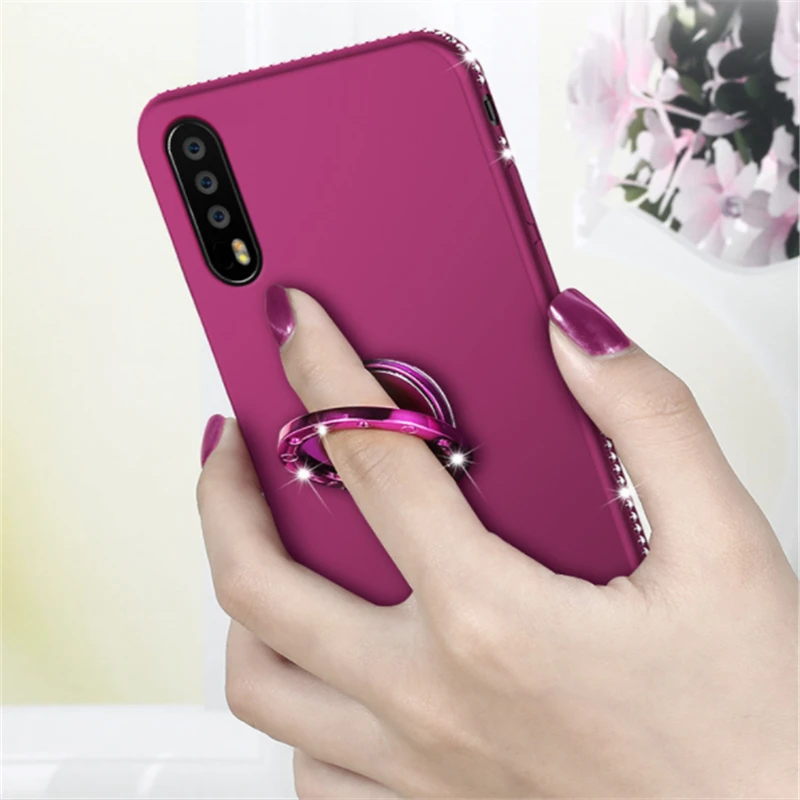 Чехол для iPhone X Xr XS Max блестящий чехол с бриллиантовым кольцом и подставкой мягкий