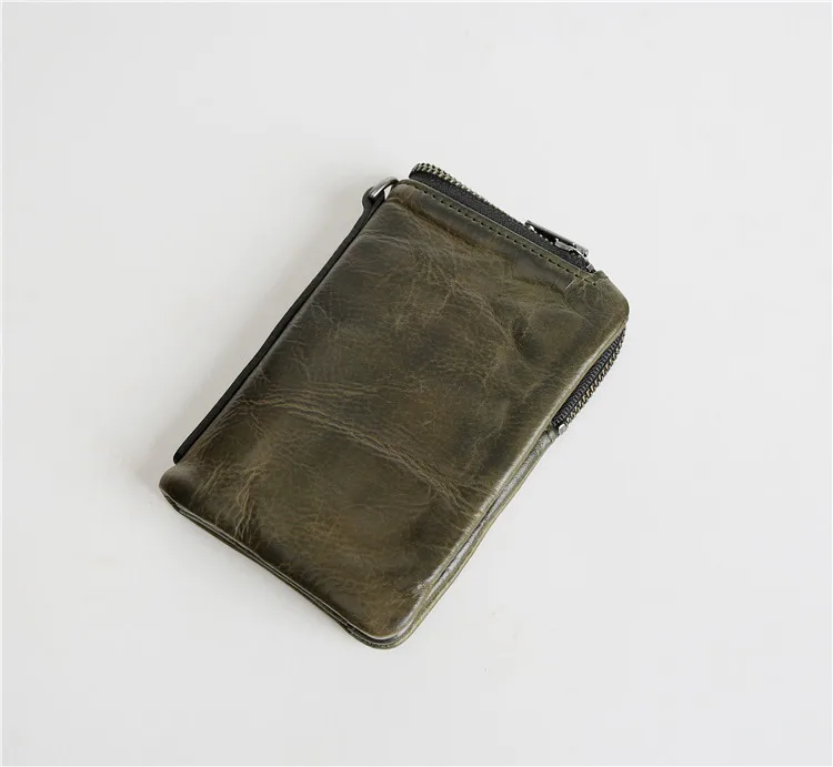 Army Green SIMLINE, люксовый бренд, натуральная кожа, мужской кошелек, мужской, Ретро стиль, ручной работы, растительного дубления, Воловья кожа, Короткие Кошельки, кошелек, держатель для карт - Цвет: Army Green