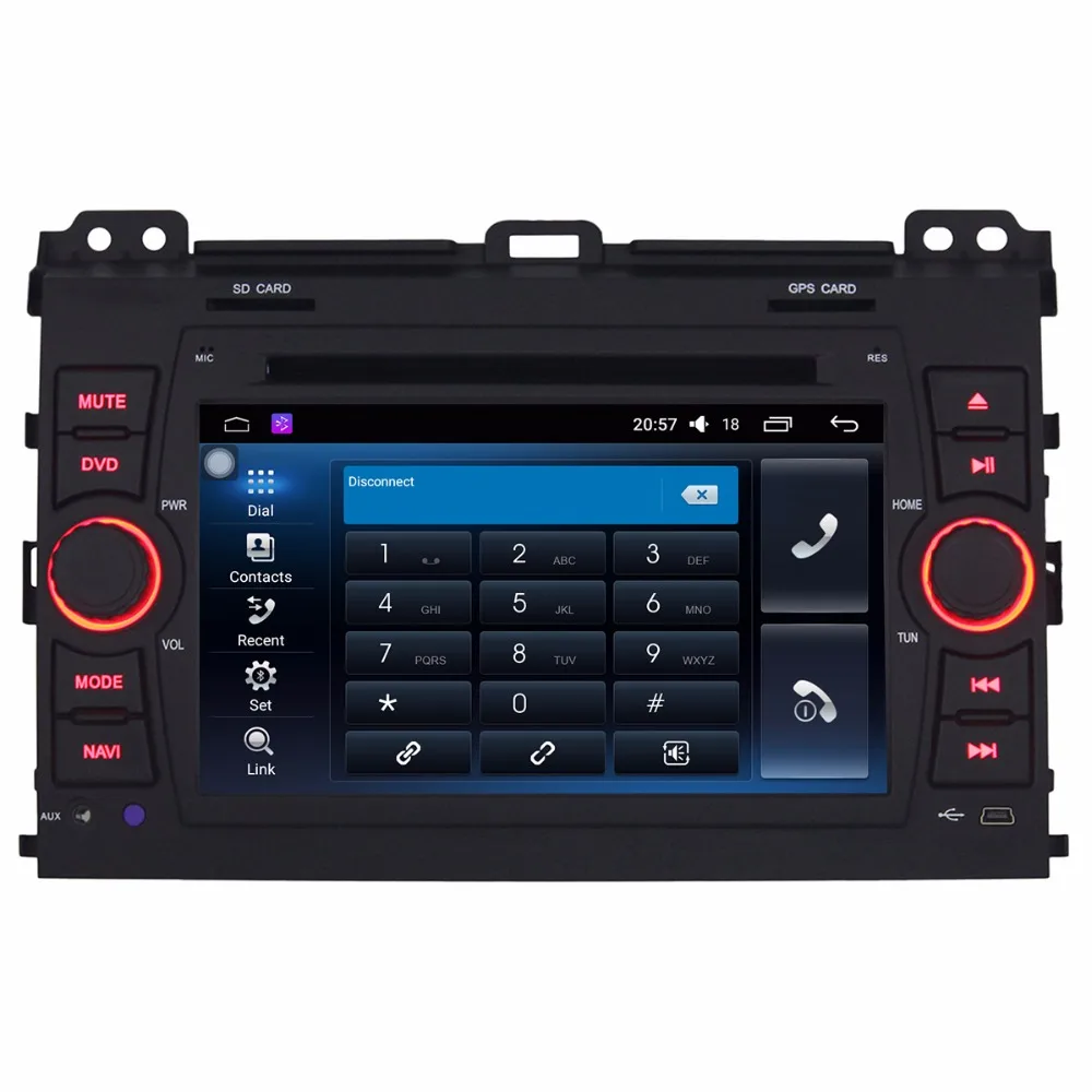 2 г + 32 4 ядра DIN Android 6.0.1 Car Радио стерео для Toyota Prado 2008-2011 7 дюймов 1024*600 Автомобильный