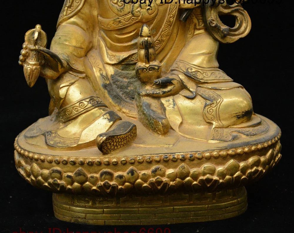 Статуя Будды 11 дюймов Тибетский буддистский храм бронзовая позолоченная статуя |