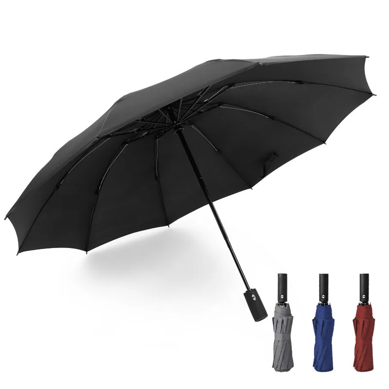 Wind Resistant Folding Automatic Umbrella Rain Women Auto Luxury Big Windproof Umbrellas Rain For Men Black Coating 12 Ribs