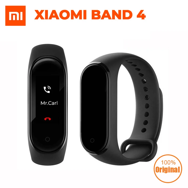 Черный Xiaomi mi-браслет 4 новейший смарт-браслет mi Band 4 фитнес-браслет 135 мАч цветной экран Bluetooth 5,0 - Цвет: Черный