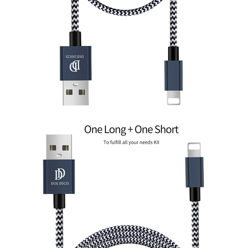 DUX DUCIS 2Pcs USB Cable for iPhone 7 8 Plus X Data Fast Charging Wire 6 6s Xs Max Long & Short Charger 1m 0.2m | Мобильные