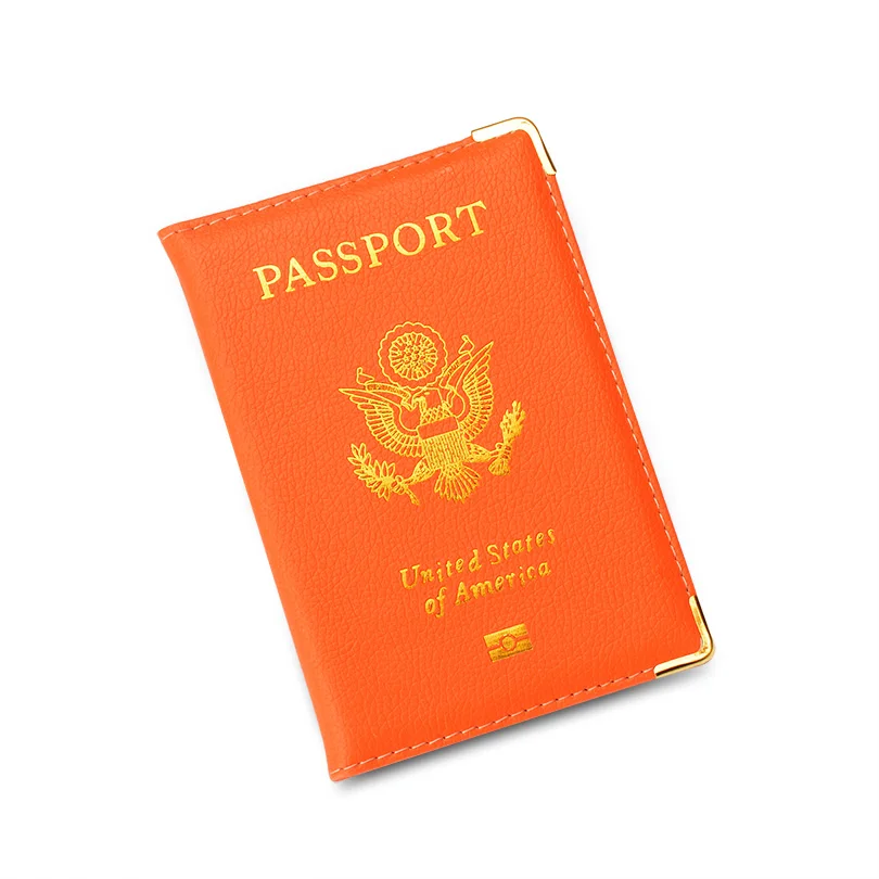 USA---Orange COHEART, брендовая Обложка для паспорта для большинства стран, искусственная кожа, бумажник для паспорта для мужчин и женщин, сумка для паспорта, тонкая, цена - Цвет: USA---Orange