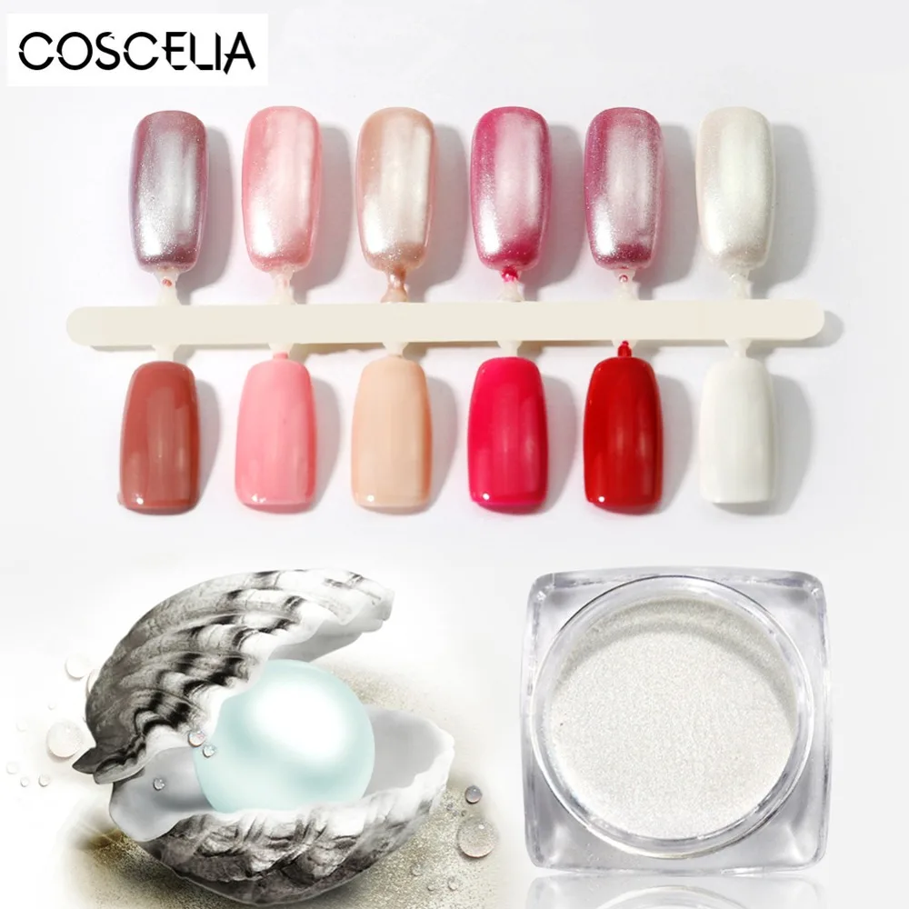 COSCELIA 8 цветов жемчужная оболочка блёстки для ногтей порошок зеркало украшение