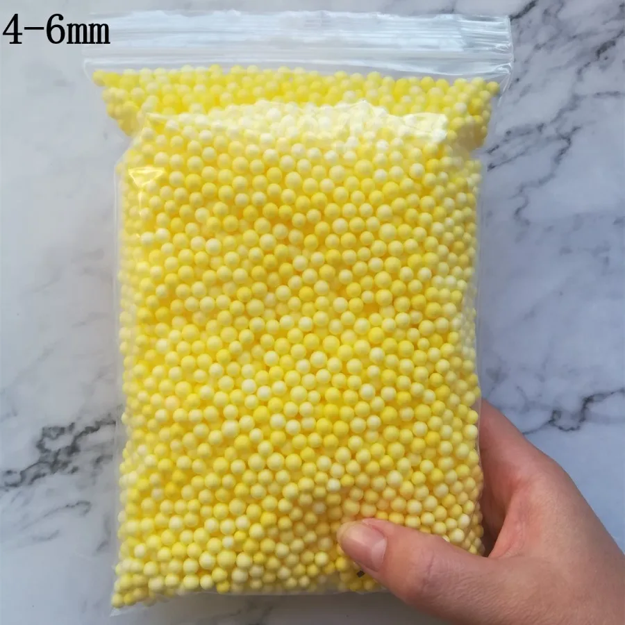 4-6mm Yellow 15g Felicoalice, 15000 шт, сделай сам, снежные, грязевые частицы, аксессуары, слизи, шарики, маленькие, маленькие, пенопластовые бусины для плавок, наполнитель для DIY, поставки - Цвет: 4-6mm Yellow 15g