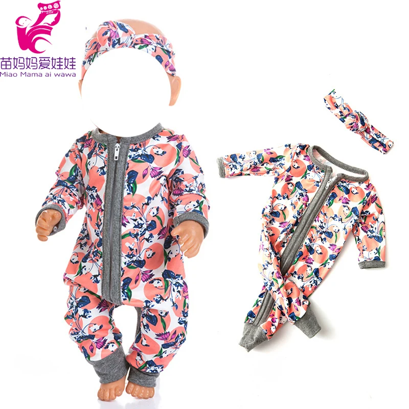 17 дюймов reborn baby Doll Одежда пижамный комплект Детская кукла комбинезон для 18