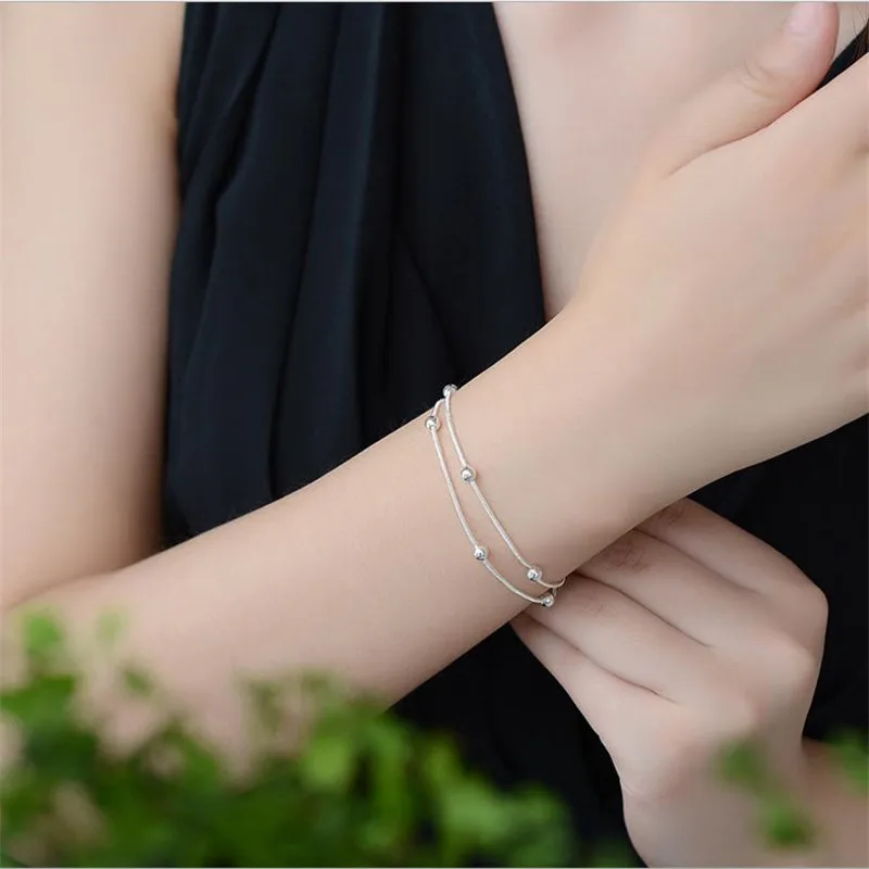 Everoyal Мода 925 стерлингового серебра anklets Для женщин ювелирные изделия милый двойной слой звено цепи браслеты Девушка День Рождения Аксессуары