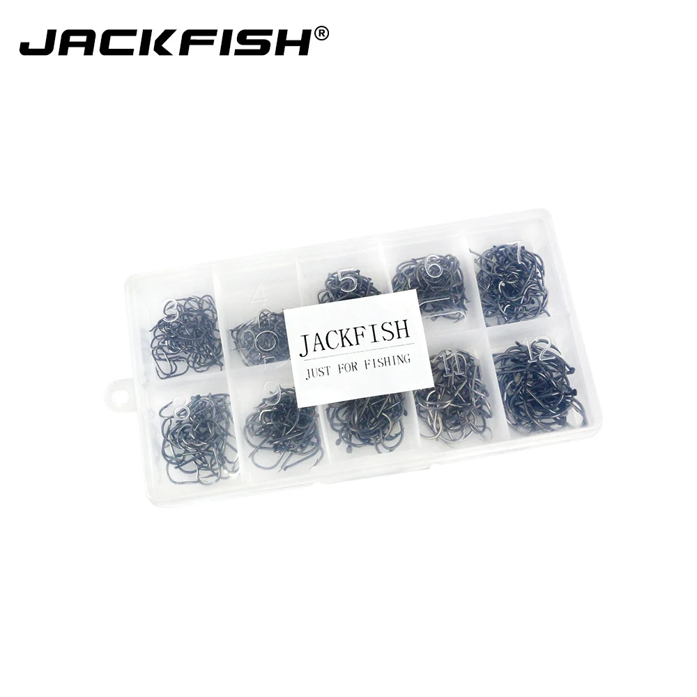 JACKFISH high carbon steel carp fishing hooks 500pcs/set 10 size 3#~12# pack jig head Fishing Gear Accessories | Спорт и развлечения