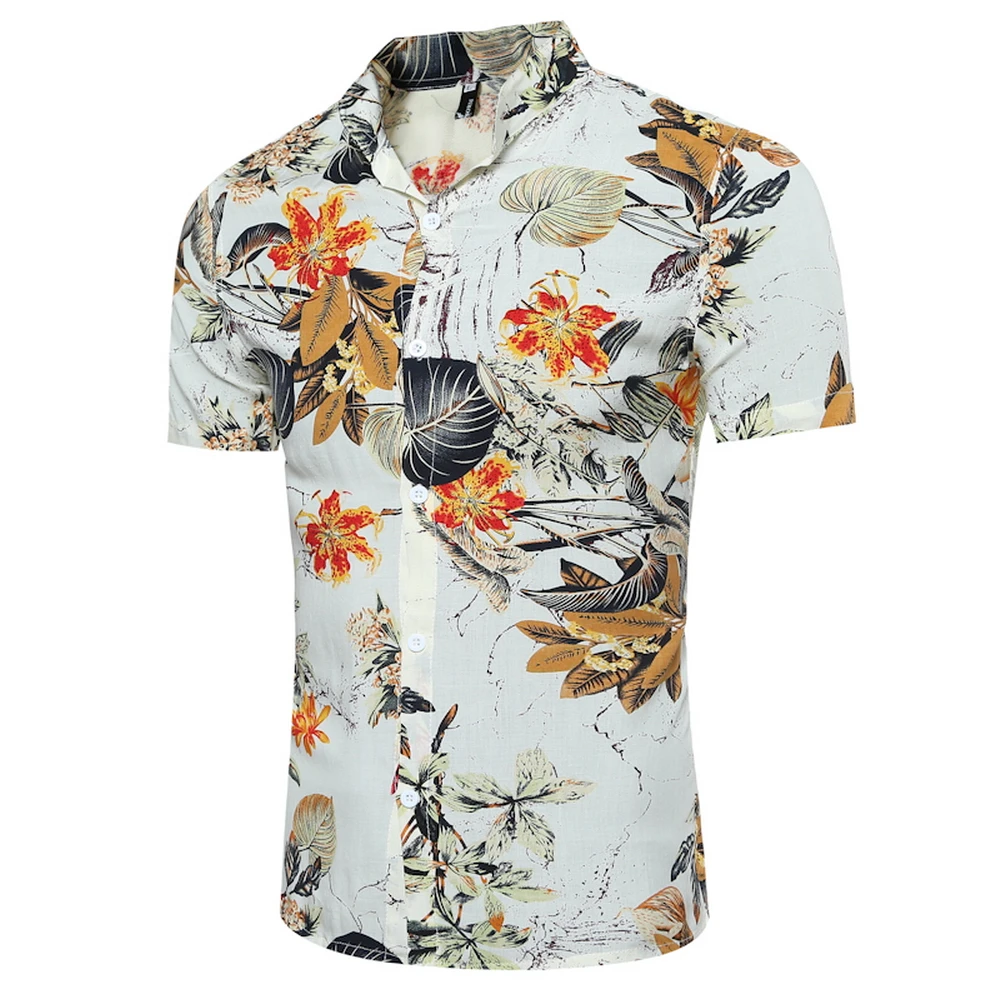 2018 Mens Shirts Hawaiian Shirt Camisa Social Masculina Short Sleeve Casual Slim Fit Men Clothing Chemises Homme | Мужская одежда