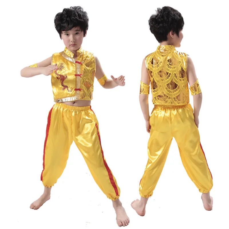 New Children National Chinese Folk Dance Costumes StageWear Vest +Trousers Set Boys Martial Performance for 110-150cm | Тематическая