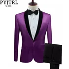 PYJTRL мужские зеленые, фиолетовые, розовые, золотые, красные, черные бархатные костюмы с брюками, свадебные костюмы для жениха, певицы, выпускные костюмы, мужской костюм