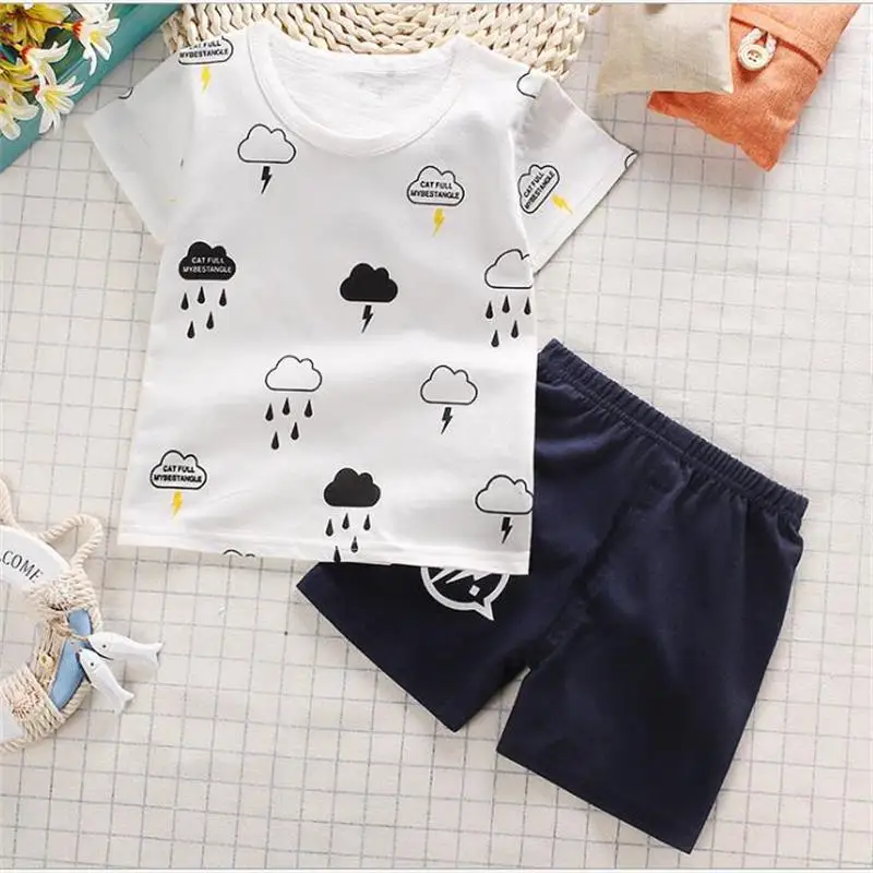 Комплект летней одежды для маленьких девочек хлопковая одежда с рисунком