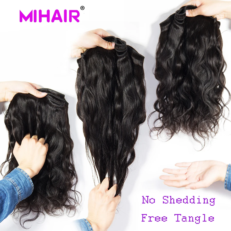 Бразильские волнистые пучки волос 100% человеческие волосы натуральные MIHAIR для