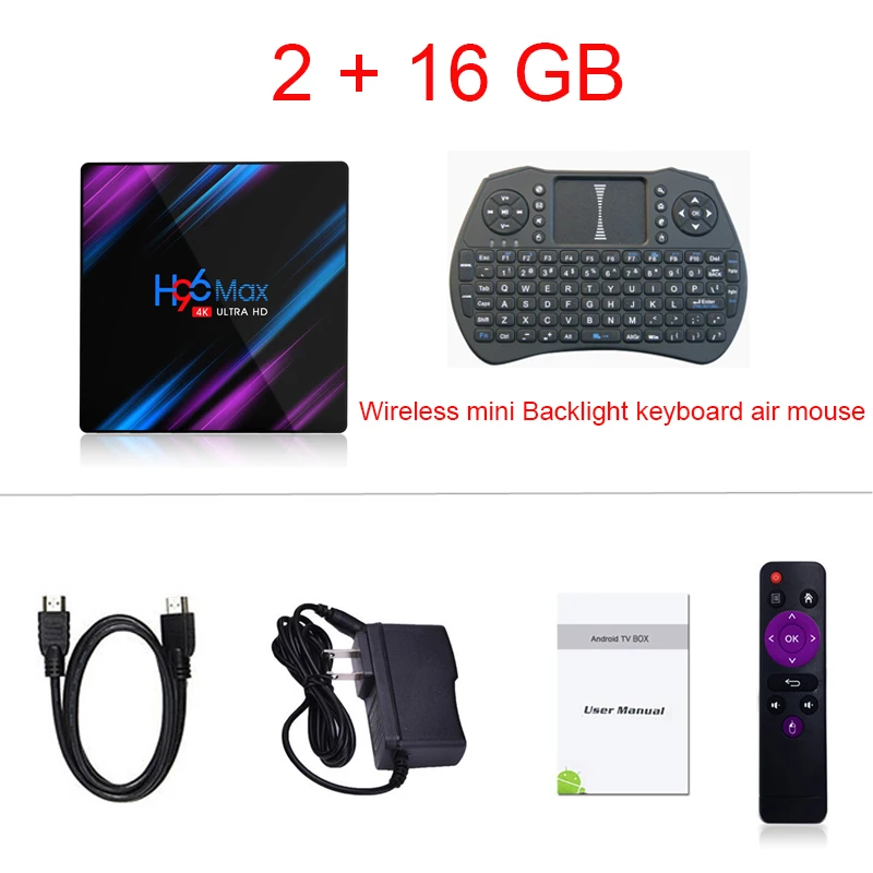 2GB 16GB keyboard H96 MAX Android Smart tv Box Беспроводная IP tv Box 4GB+ 64GB 4K USB телеприставка 2,4G/5G WiFi Netflix Youtube Google Play медиаплеер - Color: 2GB 16GB keyboard