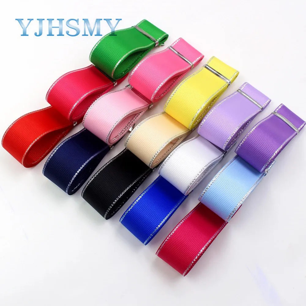 YJHSMY I-19316-580 25 мм 10 ярдов Серебристые двухсторонние ленты Аксессуары и украшения |