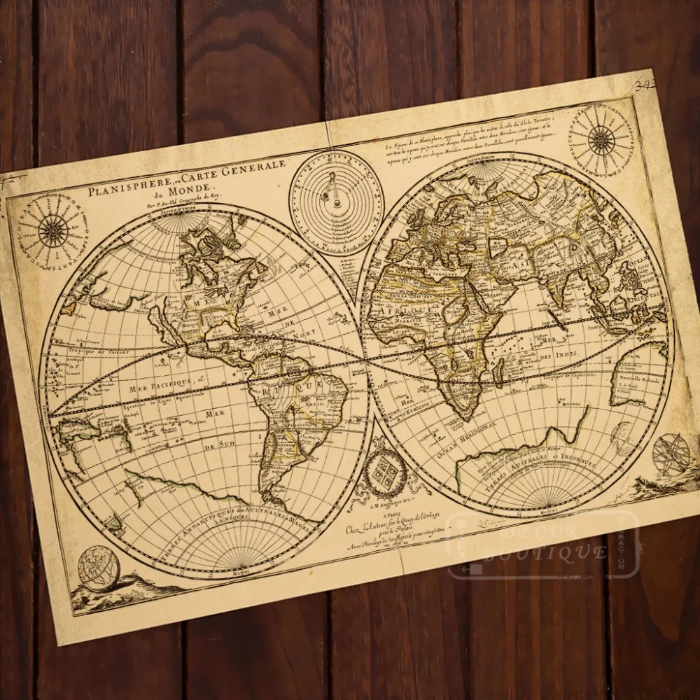 Planisphere Carte Generale Monde Классическая винтажная ретро декоративная крафт-бумага сделай