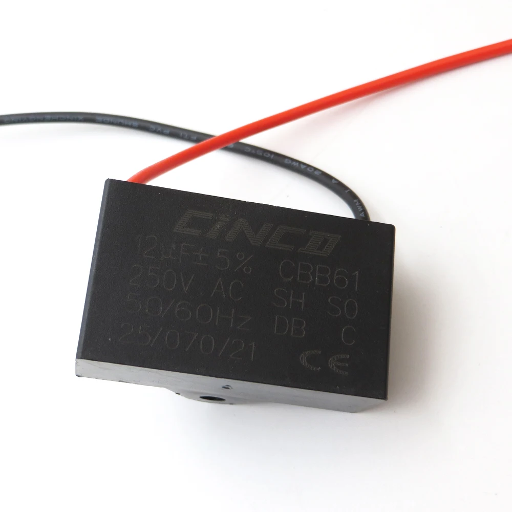 CBB61 конденсатор с алюминиевой крышкой 12 мкФ 250V 2 провода КОНДЕНСАТОР моторного